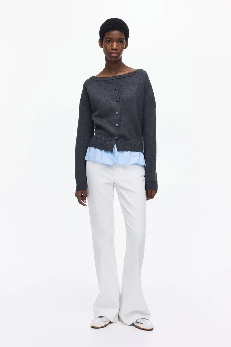 اتش اند ام كارديغان متعدد الطبقات بتصميم مكشوف الكتفين